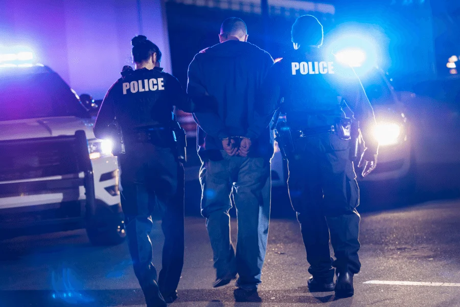 Police officers arresting someone.